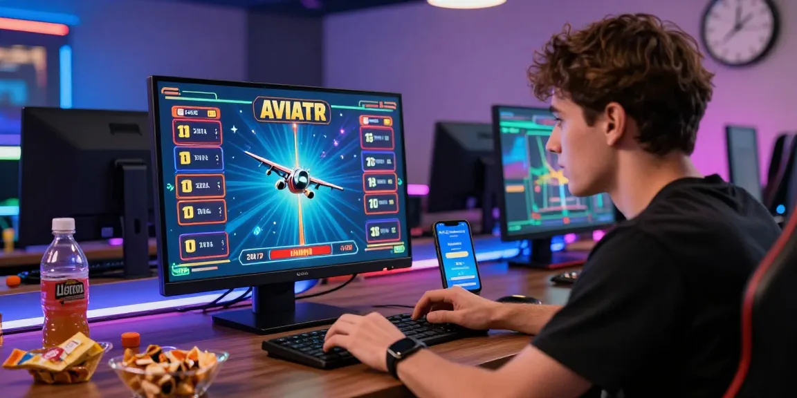 Aviator 1xbet game scene with player focused on cashing out in colorful online casino
